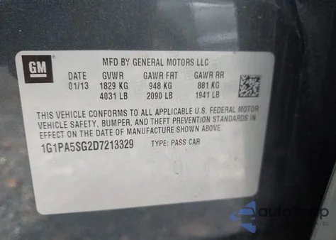 2013 Chevrolet Cruze Ls Auto from USA, damaged, VIN 1G1PA5SG2D7213329